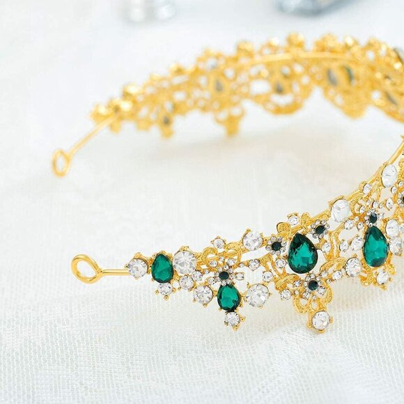 Baroque Vintage Rhinestone Crown and Tiaras for Wedding Birthday Princess Crysta - Picture 3 of 7